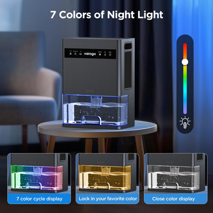 Dehumidifier, 106 OZ Water Tank Dehumidifiers for Home, 1000 sq.ft Quiet Dehumidifier for Basement Bathroom Bedroom RV with Auto Shut Off, Timer, Sleep Mode, 7 Color Light, Grey