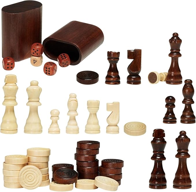 VEVOR 3-in-1 Chess Checkers Backgammon Table Set 18 Inch Premium Wooden Chess Table Deluxe Combo Game Table Furniture Set Chess Set Board Game Gift for Family Board Games