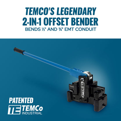 TEMCo TH3030 Dual Size Conduit Offset Bender 2 in 1 - both ½“& ¾” EMT