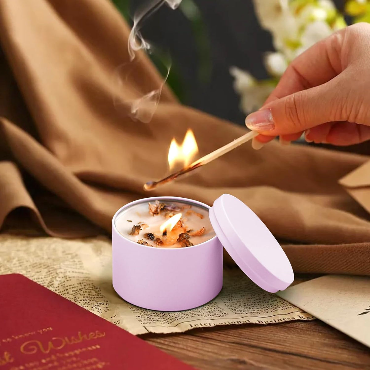 YJHSS 24-Pack 4oz Candle Tins with Lids, Metal Candle Jars for Candle Making, Empty Containers Vessels Bulk for Small Business & Beginners DIY Storage -Pink