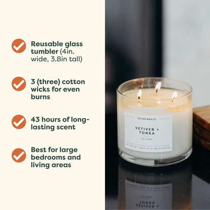 Calyan Wax Co. Everyday 3 Wick Scented Candle Gift Set - 4 Luxury Scented Candles - 43 Hour Burn - 3 Wick Clean Soy Wax Candles - Long Lasting Large Glass Jar Candle for Home - 14.9oz