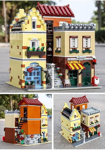 General Jim's Music Store &amp Coffee Café Street View Modular City Building Block Set 3103 Pieces with Light Kit European Style Architecture Display Model | GJ LMS