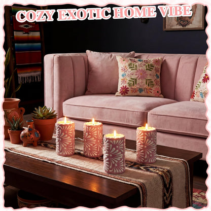 Lounsweer 4 Set Cielito Lindo Party Decorations Mexican Tequila Candle Talavera Mugs Candle for Fiesta Cinco De Mayo Birthday Bridal Shower Bachelorette May 5th Party Home Decor(Pink)