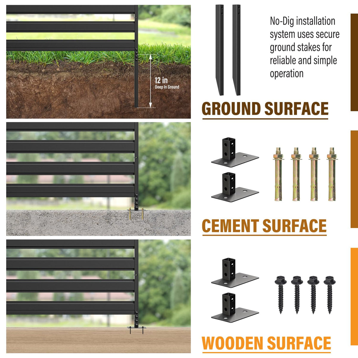 2 Panels 48" W x 48" H Air Conditioner Fences Screen, Metal Privacy Fence for Outside Unit, Pool Equipment Enclosure Trash Can Fence, No Dig Backyard Fencing for Outdoor (Black)