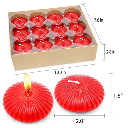 Red Floating Candles for Cylinder Vases, 24 Pack 2 Inches Water Tealight Candles for Centerpieces at Wedding Dinner Party Spa Treatments