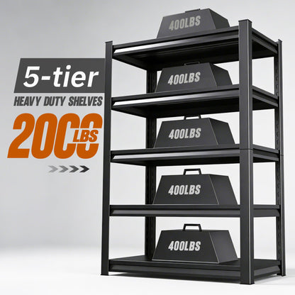 TXTDPL 2000lbs Heavy Duty Garage Shelving, 5-Tier Adjustable Storage Shelves, 72" H x59 W x 19.6" D, Utility Metal shelvingfor Warehouse, Basement, Garage