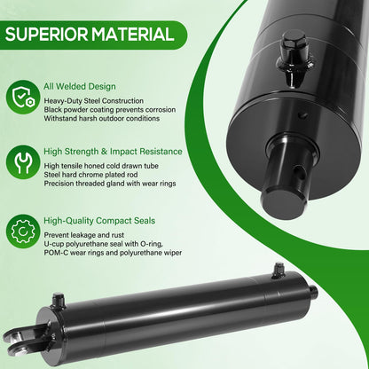 5"x24" Heavy Duty Hydraulic Cylinders Log Splitter Hydraulic Cylinder Double Acting Universal Hydraulic Cylinder 5" Bore 24" Stroke 2" Rod 3500 PSI