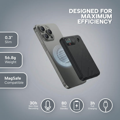 KS SHOP AI Voice Recorder Premium | Real-Time Transcription & AI Summaries | 256 Languages | Smart Recording Device for Meetings, Calls & Lectures | 64GB Storage | App Control