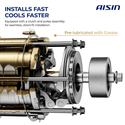 AISIN AFTERMARKET ACCGM-00904 Air Conditioner AC Compressor - Compatible with Chevrolet Silverado GMC Sierra 1500 2019-2023, Silverado Sierra 2500 3500 HD 2020-2023 - with 4-Pulley Groove, with Clutch
