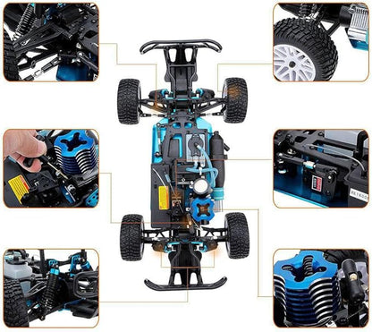 1/10 Nitro RC Truck for Adult Two Speed RC Car Rock Crawler 4WD Remote Control Car Nitro Gas Power Off Road Short Course Truck with Igniter Methanol Fuel RC Climbing Vehicle Buggy