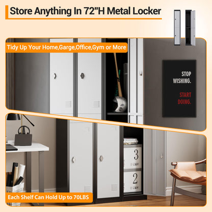 Metal Storage, Locker with 2 Doors and 2 Shelves, Storage Cabinet for Gym, School and Office, Gray.
