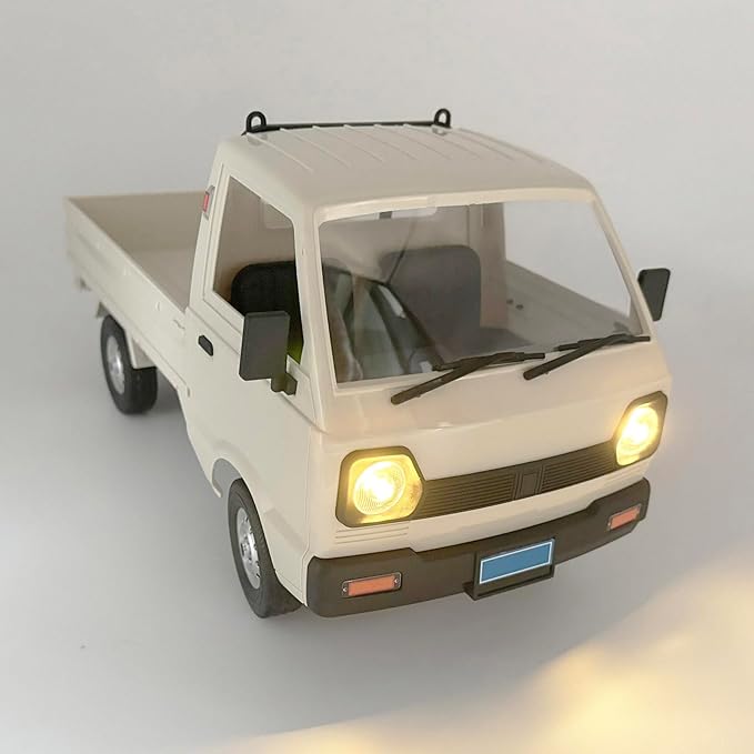 WPL D12 RC Kei Truck 1/10 Scale RC Car Off Road Pickup Remote Control Drift Car RTR 2.4GHz Rear Wheel Drive 260 Motor Proportional Throttle Steering Hobby Toy Vehicle Adult 2 Batteries