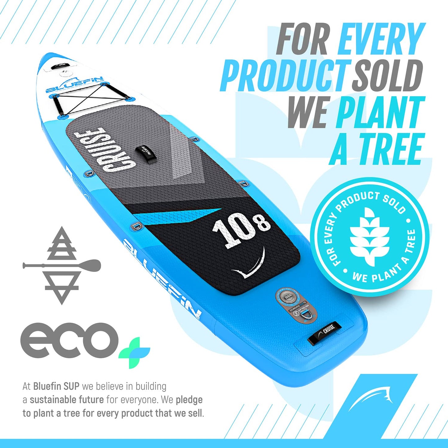 Bluefin SUP 10'8'' Inflatable Stand Up Paddle Board, Blue, Including Accessories & 5 Year Warranty
