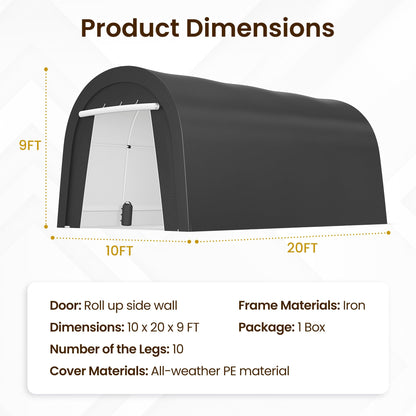 FansaFurn Heavy Duty Carport with 4 Cloth Bags, All-Weather Car Canopy with 2 Roll-up Doors, Portable Garage Storage Shelter Shed for Cars, Truck, or Garden Tools, 10' x 20'
