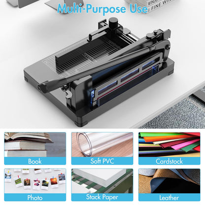 Paper Cutter 12 Inch, Heavy Duty Paper Cutter for A4 Paper, Guillotine Paper Cutter 400 Sheet Capacity, Solid Steel Construction
