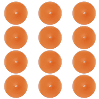 Orange Scented Tea Lights - Handmade Small Round Candles in Transparent Cups, Clean Burning Smokeless 4-Hour Burn, Perfect for Fall Decor, Thanksgiving & Cozy Evenings