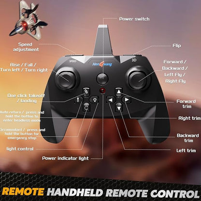 Foam Remote Control Airplane Drone for Kids Ages 8-12 Remote Control Jet with Lights 360° Flips Auto Hover Headless Mode One-Key Take Off &amp Landing Outdoor Flying Toy Gift for Boys