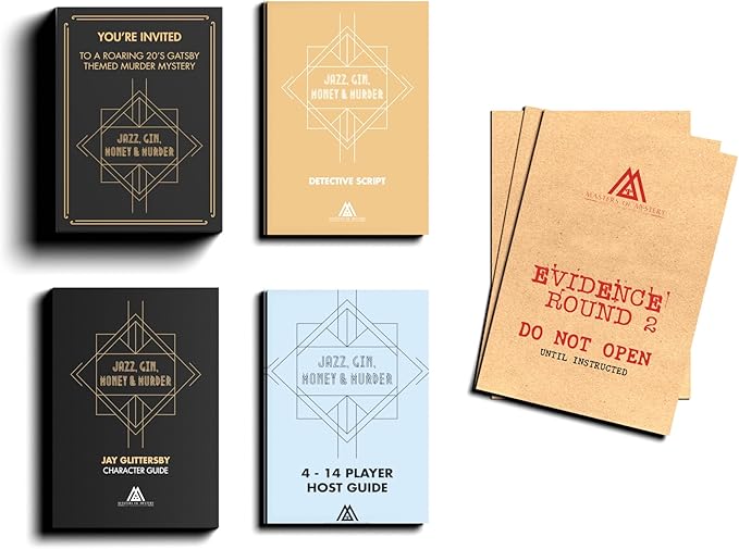 Masters of Mystery 1920s Roaring 20s Murder Mystery Dinner Party Game – Speakeasy Whodunnit Party Game for Adults – 4–20 Players