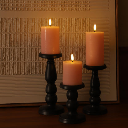 AFINETH Pink Flameless Pillar Candles, Real Wax Battery Operated Candles with Remote, Flat Top Flickering Flameless Candles, LED Candles for Home Party Wedding Romantic Night Decor, Set of 3
