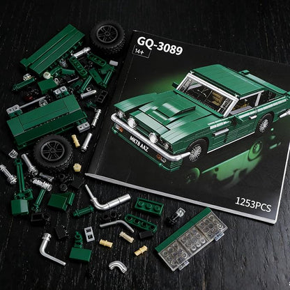 Classic Muscle Sports Racing Car Building Set Expert Icon Model Kit 1253PCS Collectible Display Car Detailed Interior Opening Doors/Trunk/Hood Gift for Adults &amp 14+