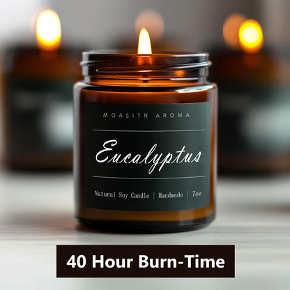 MOASITN Eucalyptus Heavenly Scented Candles for Home| Natural Soy Aromatherapy Candle| Handmade Long Lasting Jar Candel| Women,Men Gift for Relaxing,Housewarming,Birthday,Meditation,Bath| 7oz
