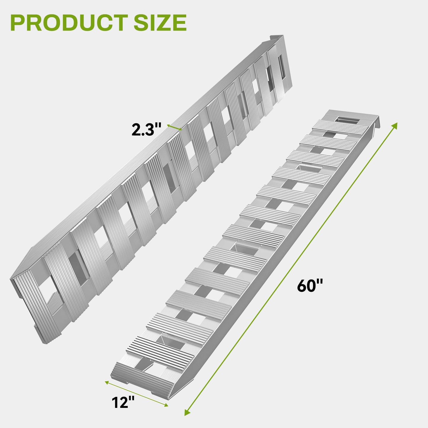 AUTOSAVER88 2pcs 6000lbs 60" x 12" Aluminum Trailer Ramps, Loading Ramps Car ATV Truck Auto Hauler Knife & Hook Ends