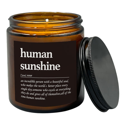 HIWX Human Sunshine Scented Candle - Appreciation Gifts for Teachers, Coworkers - Inspirational Soy Jar Candle Gift Holders - Lavender Scented 8oz
