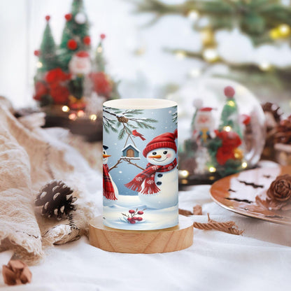 Eionryn Christmas Winter Snowman Couple Flameless Candles Battery Operated LED Candles with Remote Timer Electric Candles for Home Party Decor 2pcs