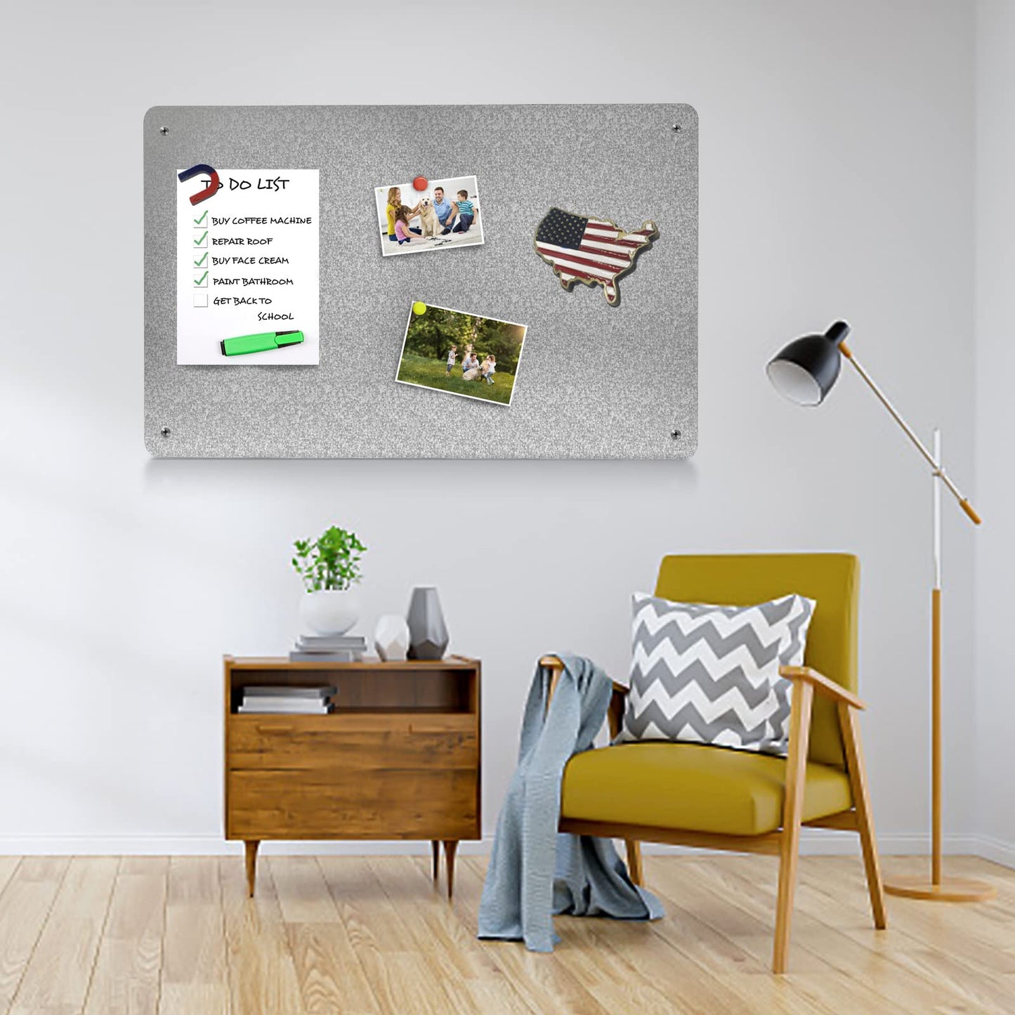 17.7" x 11.8" 2 Pack Metal Magnetic Board - Magnet Bulletin Board to Display Magnetic Letters Numbers Animal, Poetry, Spice Jars, Notes, Photos, Suitable for Wall, Refrigerator, Cubicle, Cabinet