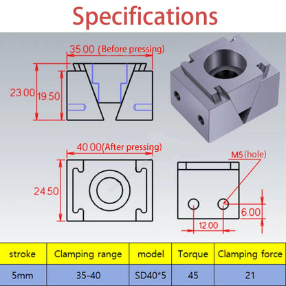 2Pcs Stop Block for CNC Workbench, Push and Pull Action Cam Clamp Support Heavy Duty Milling, Toggle Clamps Control by Air Cylinder or M8 Screws | 5mm Stroke Short Stop Kit