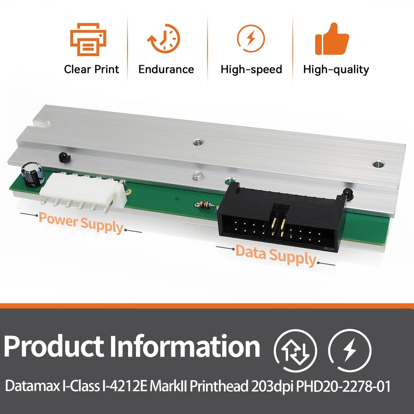 GETPARTS PHD20-2278-01 New Printhead for Datamax I-Class I-4212E MarkII Thermal Barcode Printer OEM Replacement 203dpi