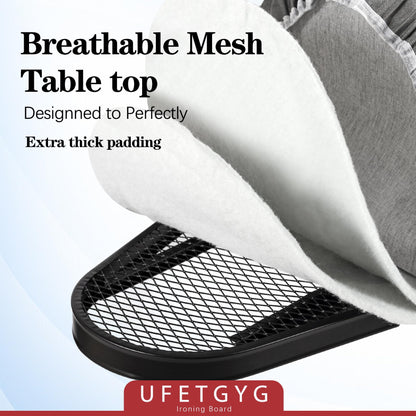 UFETGYG Ironing Board,13" X 43" W/with Iron Rest | Full Metal Construction| Height Adjustable | Heat & Scorch Resistant Fabric | Heavy Duty| Easy to Fold | Anti-Skid Feet |Grey