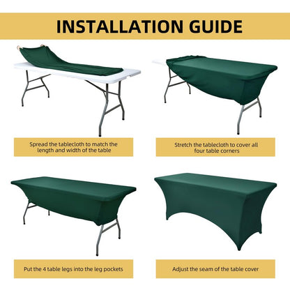 ZarzaaSik 6-Pack 4ft Spandex Table Covers for Rectangular Folding Tables - Wrinkle Resistant Stretch Tight Table Cloths - Ultimate Fitted Table Protector for Parties, Trade Shows, and Wedding