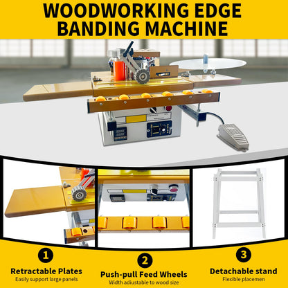 DEVALLEY Portable Woodwork Edge Bander Banding Machine,Automatic Tape Breaking Adjustable Speed Edge Banding Machine Curve Straight Edge Bander Control With Microcomputer Intelligent Temperature