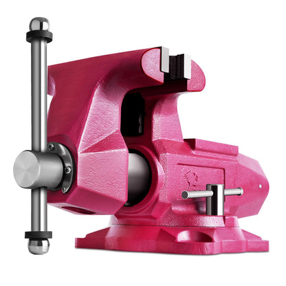 Forward Round Bench Vise 6 Inch Heavy Duty, 1760 Economic Industrial Vice with 360° Swivel Base, 6" Jaw Width, 7" Max Jaw Opening, 4" Throat Depth 72,000PSI Ductile Iron