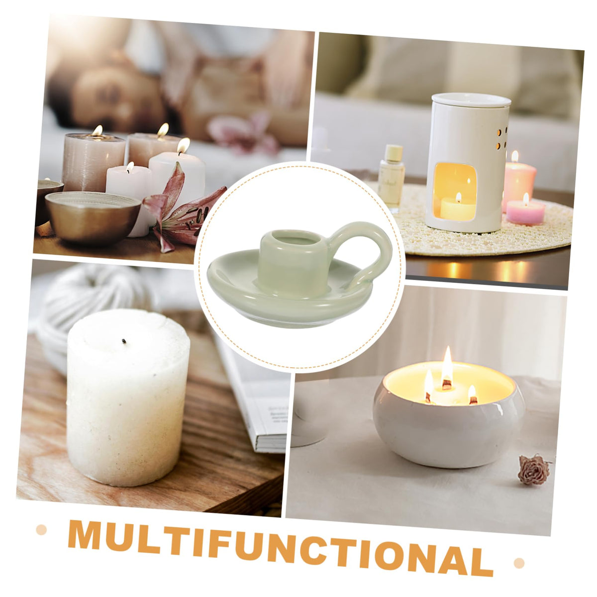 Amosfun 2pcs Ceramic Candle Holders for Dining Table Home Decor Wedding Centerpiece Decorative Candlestick Holders for Parties Easy to Style