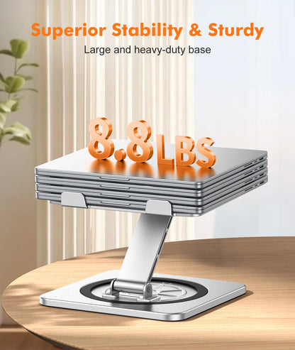 RIWUCT Adjustable Laptop Stand with 360° Swivel Base, Foldable Laptop Riser Holder for Desk, Ergonomic Computer Notebook Cooling Stand Mount, Compatible with MacBook Air Pro, Dell XPS, HP (10-16")