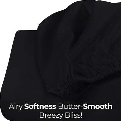 Utopia Bedding Twin Fitted Sheet - Soft Microfiber - Deep Pocket, Fade Resistant - Black
