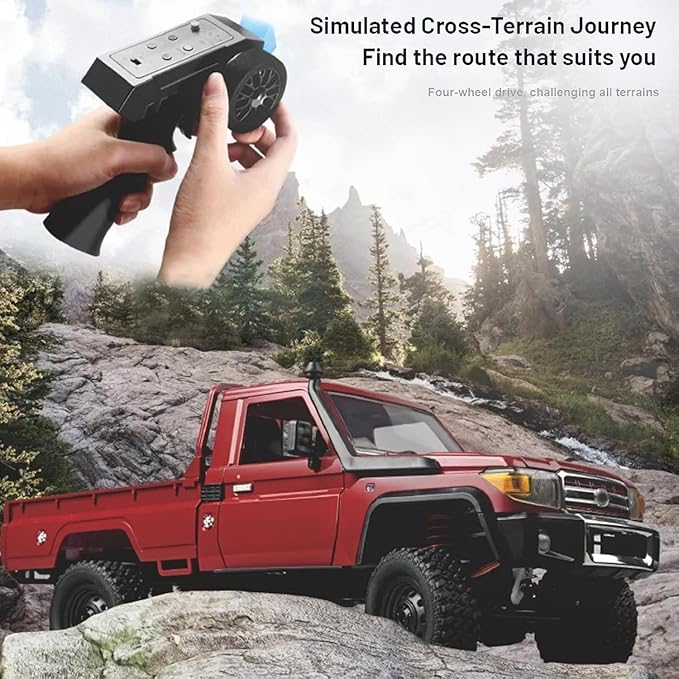1:12 Scale Trucks MN82 RC Rock Crawler 2.4Ghz Toyota Remote Control Truck 4WD 2 Speeds Switch RC Crawler Off-Road Pick-up Equipped with 2 Rechargeable Batteries (Red)
