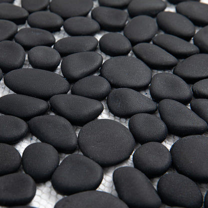 Lovdeco Pebble Tile Shower Floor, Mosaic Pebble Backsplash for Wall, Stone Tiles for Bathroom and Outdoor Garden, 5 Sheets, Black