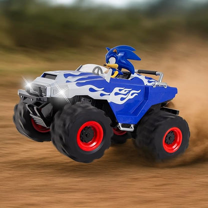 NKOK RC Sonic Racing CrossWorlds Monster Truck Sonic Ready-to-Run 2.4GHz Remote Control Toy Turbo Boost Wheelie &amp Donut Action All-Terrain Off-Road Ages 6+ Fun Gift for Kids Toy Award Win