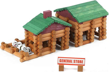 Wondertoys 170 Pieces Wood Logs Set Ages 3+ Classic Building Log Toys for Boy Creative Construction Engineering Educational Gifts