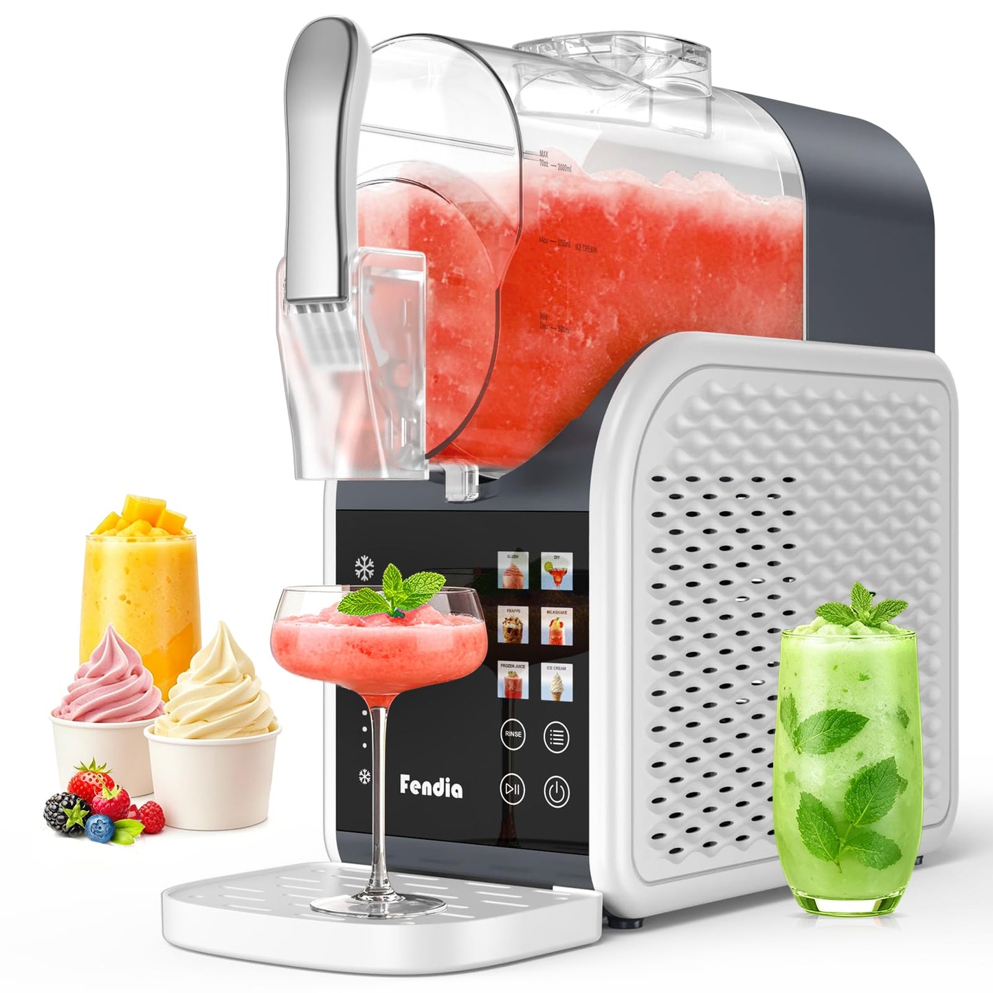 Max 95oz Slushie Machine with 6 Smart Presets, No Ice Needed Frozen Drink Maker for Home, Quick 30-Min Freeze for Slush, Margaritas, Smoothies, Ice Cream & More, Large Capacity Party Slushy Maker
