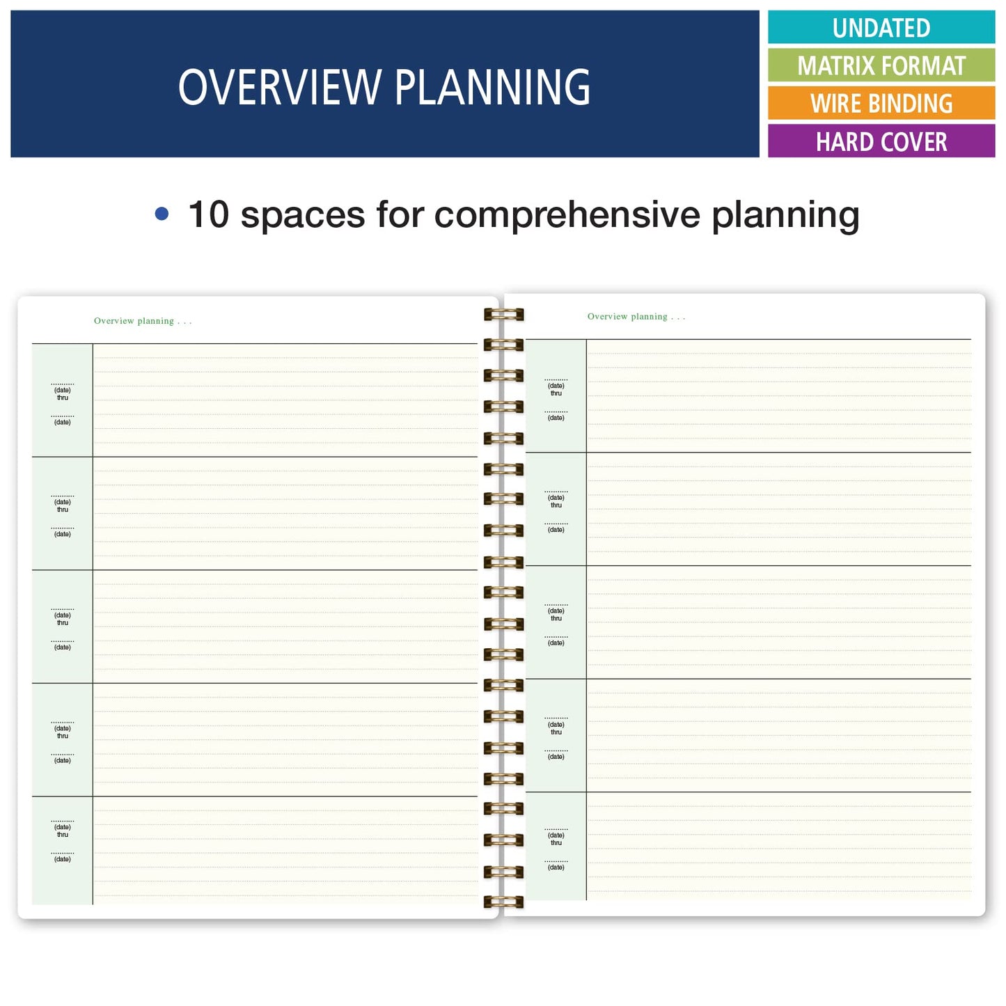 Elan Publishing Company HARDCOVER Combination Plan and Record Book - 8 Period Teacher Lesson Planner (Rainbow Gold Marble)