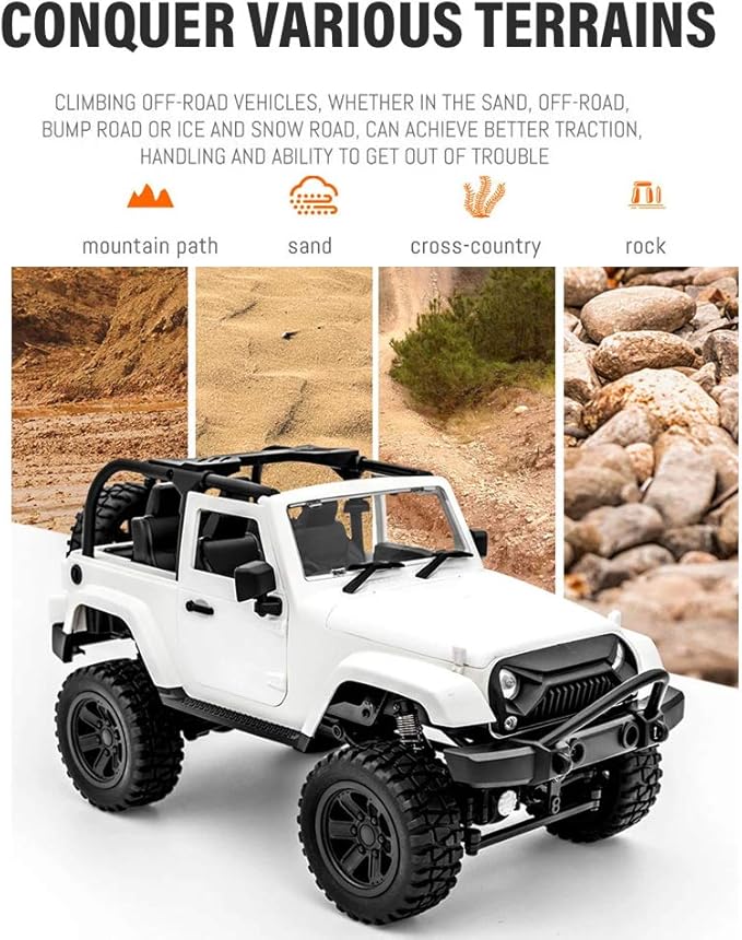 GoolRC f1 RC Crawler 1:14 Scale 2.4GHZ Remote Control Car 4WD 30KM/H High Speed Racing Car All Terrains Off Road RC Monster Vehicle Truck Crawler with Led Light for Teens and Adults (White Hardtop)
