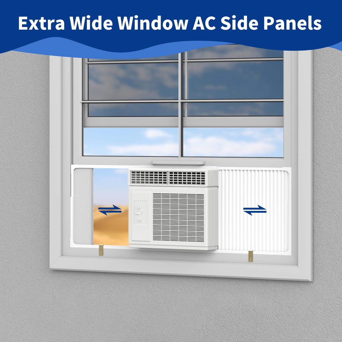 Wintcomfort Window Air Conditioner Side Panel with Adjustable Frame, Adjuatable Window AC Accordion Filler Kit for Window AC Units 14000~22000 Btu, Window AC Insulation Side Panels with Frame