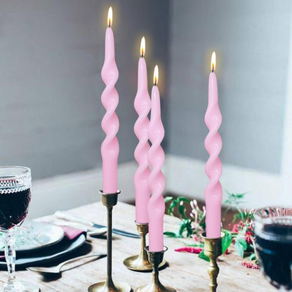 Spiral Taper Candles Pink Twisted Candlesticks Pastel Candle Sticks Long Tapered Candles Unscented Twirl Candle Tall Smokeless Candle for Home Décor Weddings Holiday