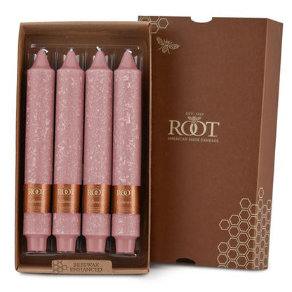 Root Candles Unscented Dinner Candles Premium Beeswax Blend Boxed Candle Set, 9-Inch, Dusty Rose, 4-Count