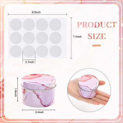Patelai 2.5 oz Purple Metal Round Tins Aluminum Tin Cans Salve Tins Containers with Screw Lid 10 Sheets Stickers for Salve Spice Candies Balms Candles, 36 Pack (Elegant Style)