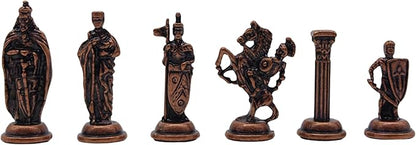 Wooden Chess Set with Storage – Handcrafted Chess Board and British Figure Metal Chess Pieces – Decorative Chess Game for Adults &amp Kids – Premium Gift for Family &amp Friends (Copper Chess Pieces